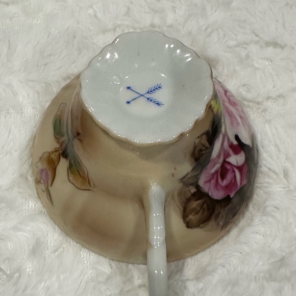 Antique Kalk Germany Porcelain Tea Cups And Saucers Set Of 2 - Picture 9 of 10